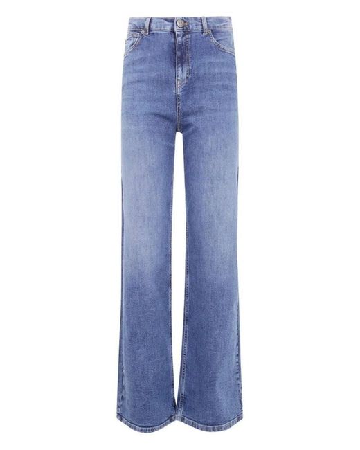 Twinset Women's Blue Classic High-Waisted Straight Leg Jeans