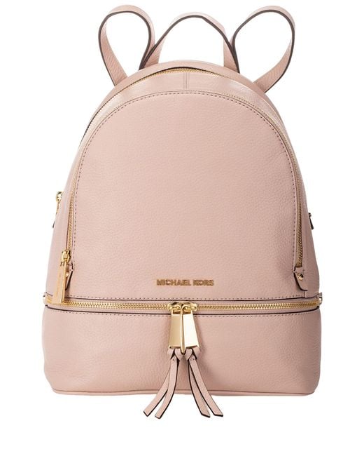 Michael Kors S Rhea Zip Medium Backpack Leather Bag in Pink