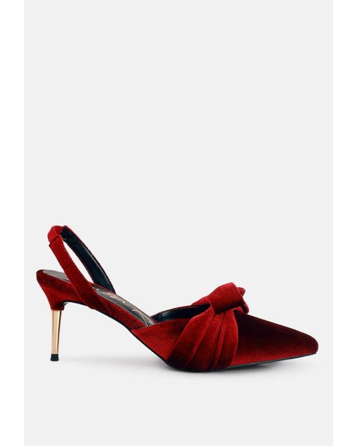 LONDON RAG Red Mayfair Velvet High Heeled Mule Sandals