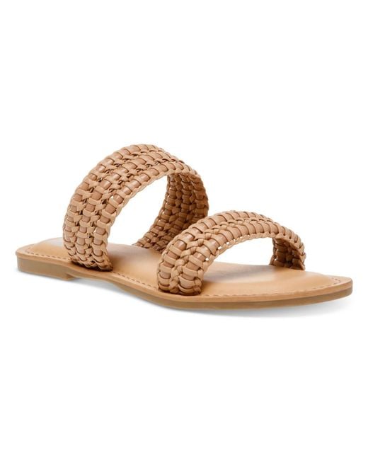 Dolce Vita Metallic Joolip Faux Leather Square Toe Slide Sandals