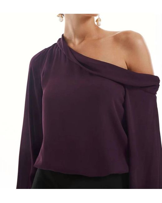 Krisa Purple Twist One Shoulder Top