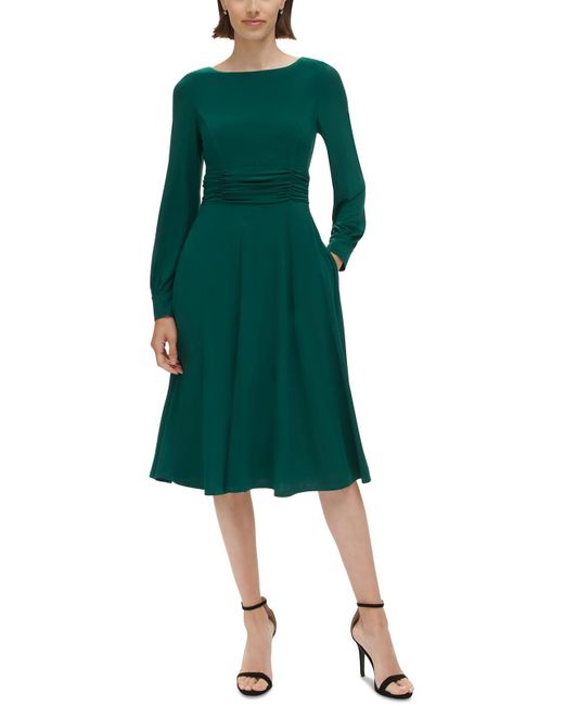 Jessica Howard Green Petites Party Knee-length Fit & Flare Dress