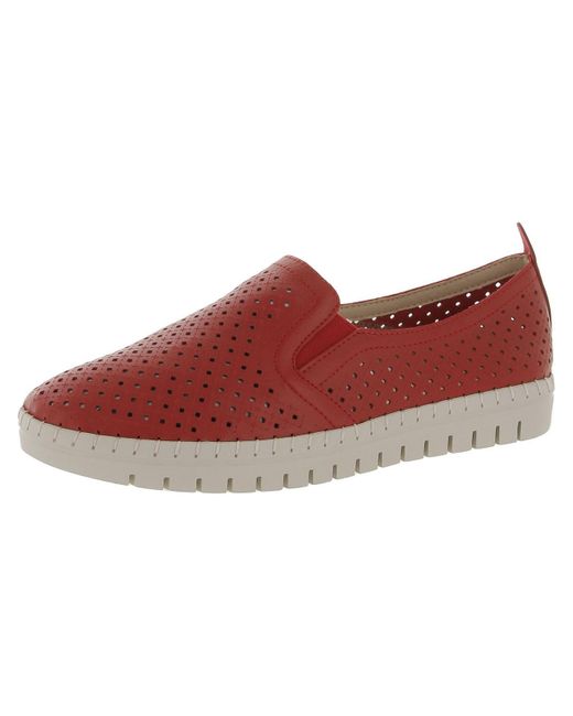 Easy Street Red Faux Leather Round Toe Flat Shoes