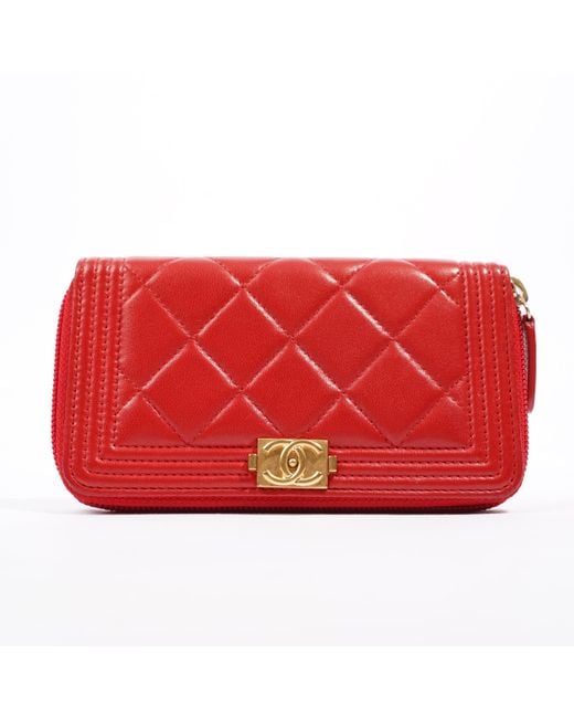 Chanel Red Coin Case Lambskin Leather