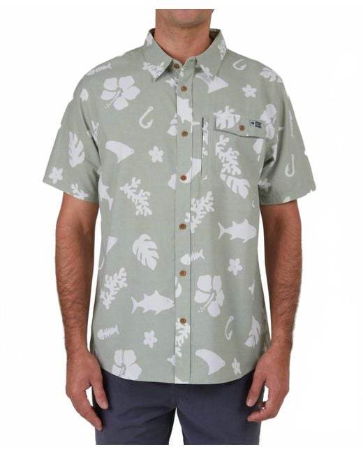 Salty Crew Gray Shoots Short Sleeve Tech Woven Shirt for men