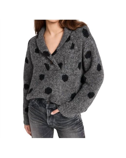 The Great Gray Polkadot Henley Pullover Sweater
