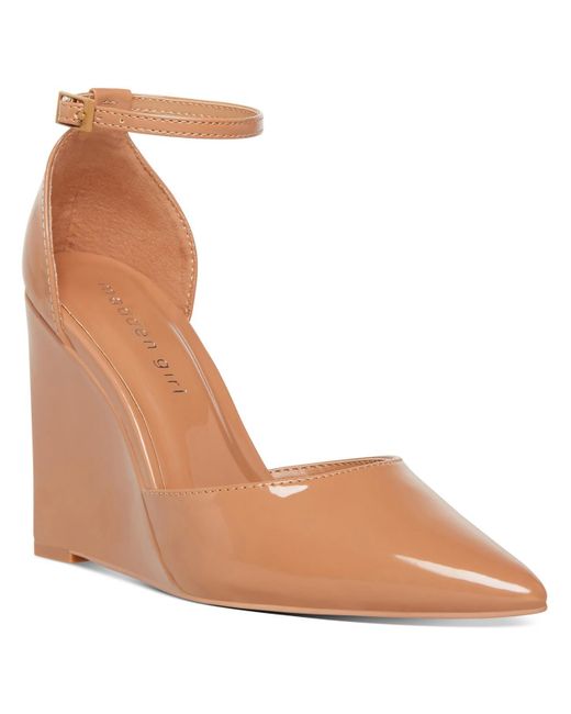 Madden Girl Brown Standout Patent Pointed Toe Wedge Heels