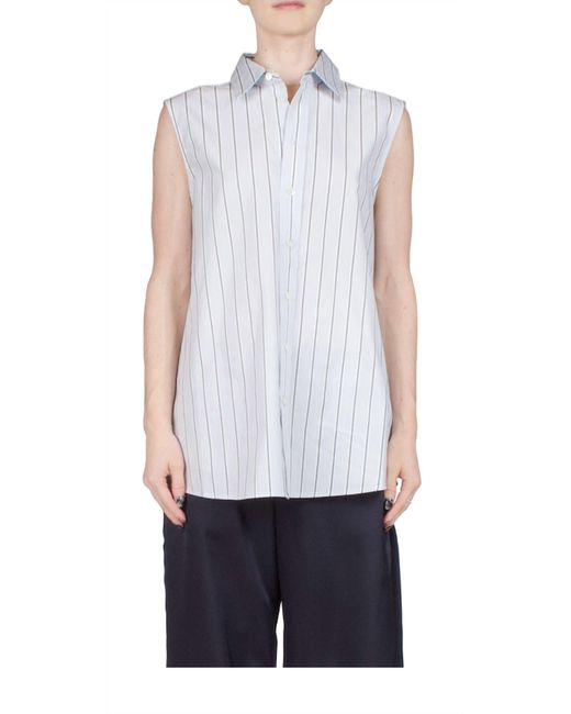 6397 White Sleeveless Button Down Top