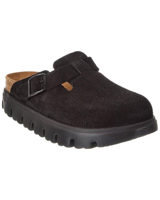 Birkenstock Black Papillio Boston Chunky Narrow Suede Clog