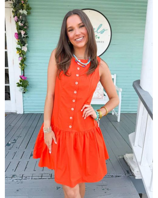 Thml Red Button Down Mini Dress