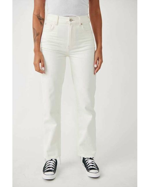 Free People White Pacifica Straight-leg Jeans