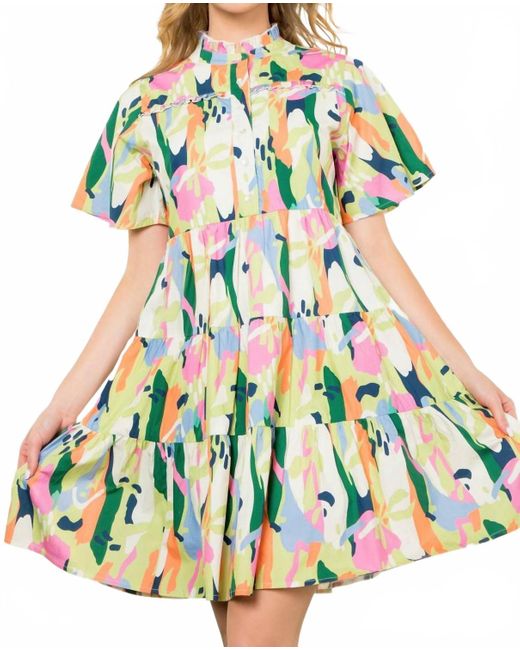 Thml Green Watercolor Dress
