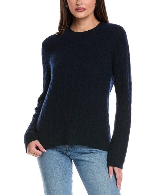 Brodie Cashmere Blue Demi Cable Cashmere Sweater