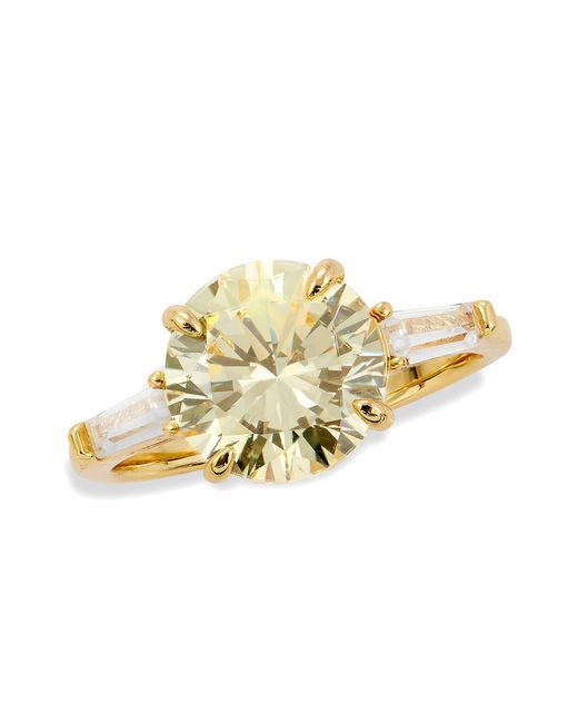 Savvy Cie Jewels Women's Metallic 18K Plated Round Canary And Baguette Ring