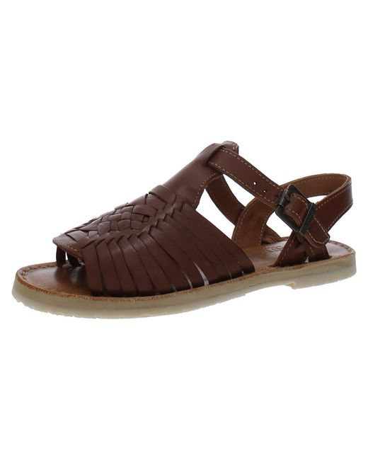 BEARPAW Brown Gloria Faux Leather Peep-toe Huarache Sandals