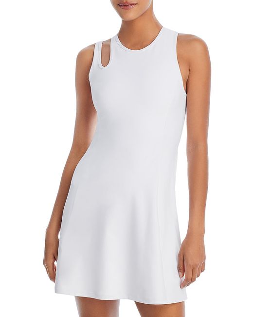 Aqua White Cut-out Mini Athletic Dress