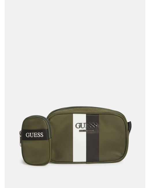 Guess Factory Green Striped Camera Crossbody for men