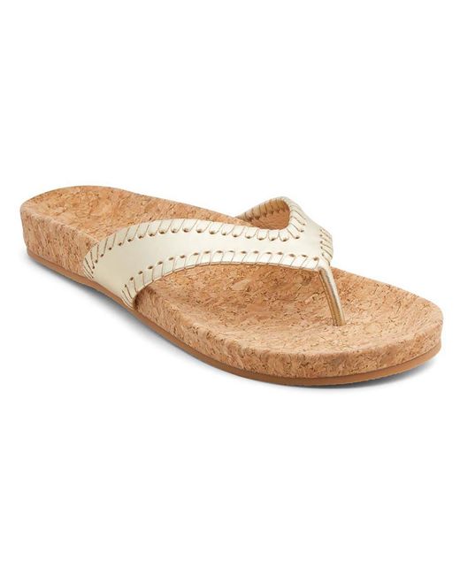 Jack Rogers Natural Thelma Comfort Leather Slip-on Thong Sandals