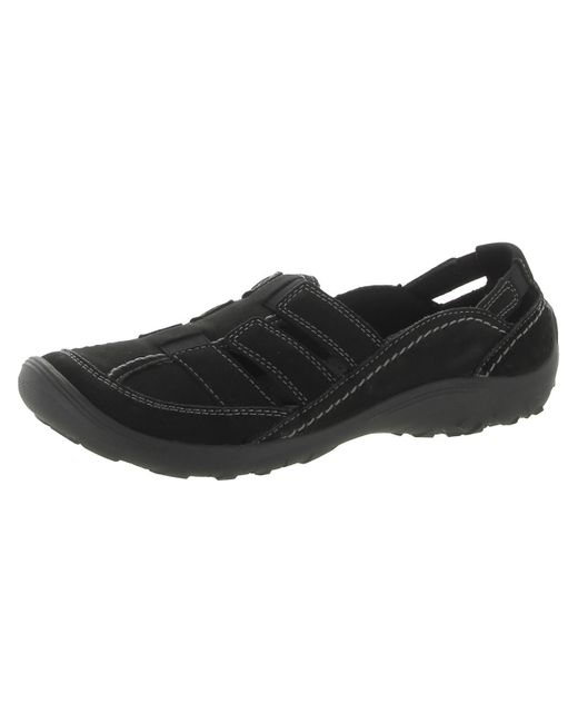 Clarks Black Fiana Coast Leather Slip On Boat Shoes