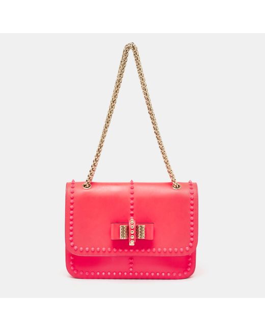 Christian Louboutin Pink Neon Matte And Patent Leather Sweet Charity Shoulder Bag