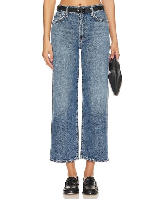 Agolde Blue Harper Crop Straight Jeans. Also
