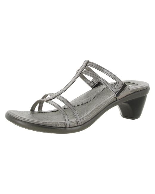 Naot Gray Loop Leather Slip On Strappy Sandals