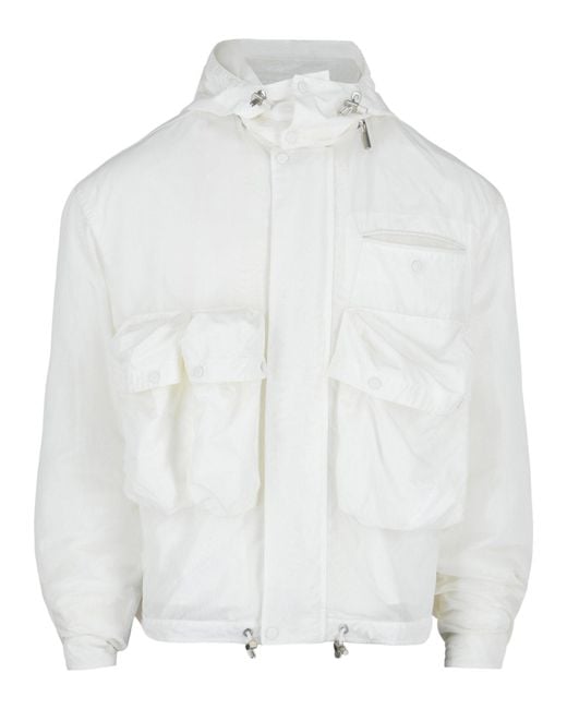 Ferragamo White Hooded Utility Jacket for men