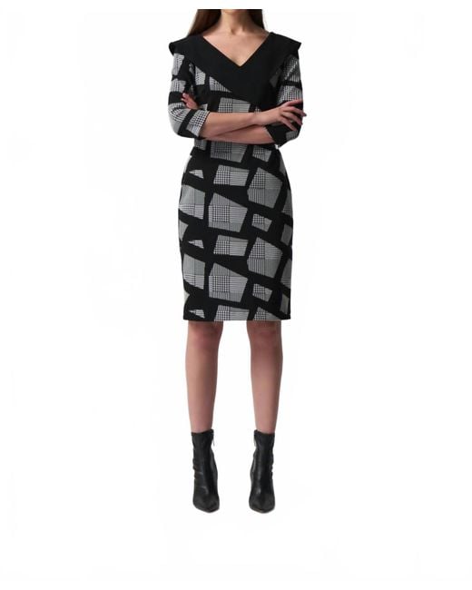 Joseph Ribkoff Women's Black Houndstooth Sheath Dress
