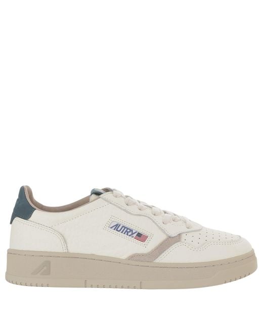 Autry White Suede Insert Leather Sneakers for men