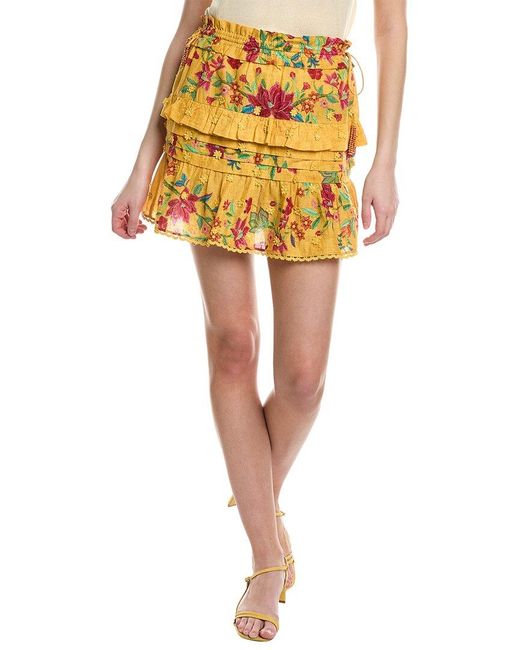 Farm Rio Yellow Flower Dream Mini Skirt