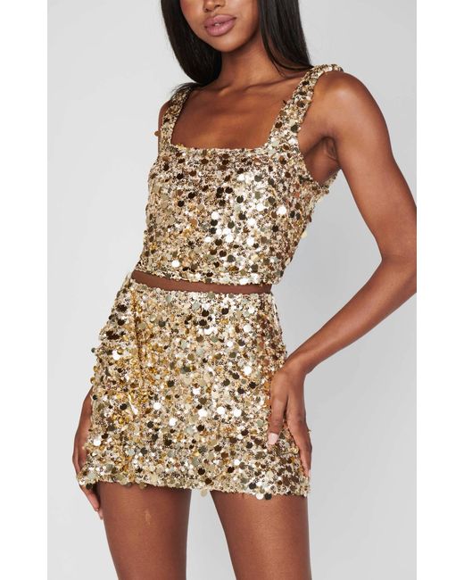 Show Me Your Mumu Mixer Metallic Sequins Top