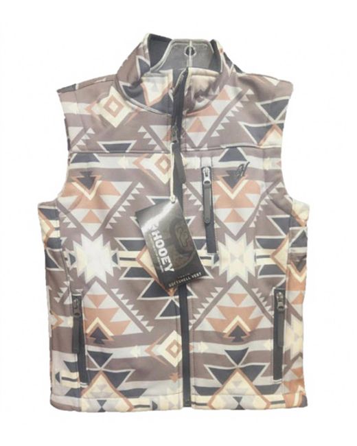 Hooey Gray Aztec Softshell Vest for men