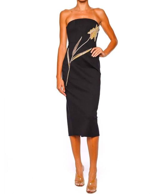 bandeau black midi dress My Darling Black Tailored Bandeau Split Midi Dress – Club L London main image 0