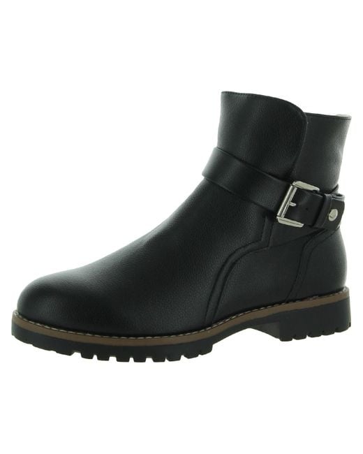 Nautica Black Faux Leather Ankle Ankle Boots