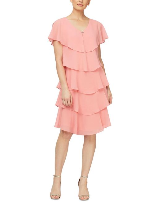 SLNY Pink Embellished Midi Cocktail And Party Dress