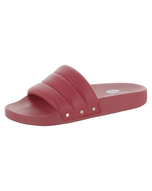 Dr. Scholls Red Pisces Chill Leather Slip On Slide Sandals