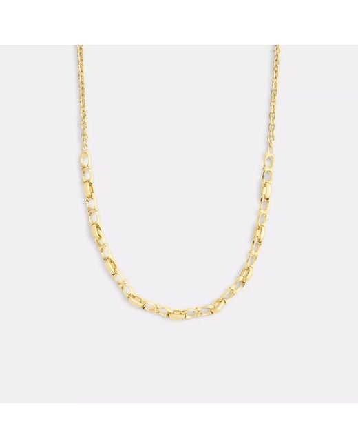 COACH Metallic Signature Chain Link Necklace