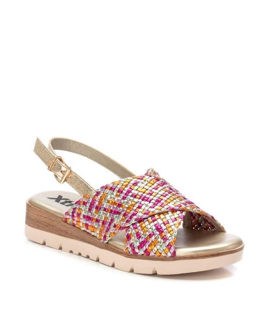 Xti Pink Woven Slingback Sandals