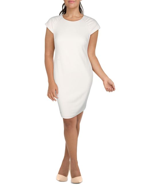 Calvin Klein White Cap Sleeve Knee-length Sheath Dress