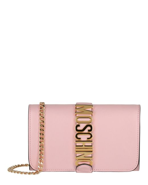 Moschino Pink Belt Logo Crossbody Bag