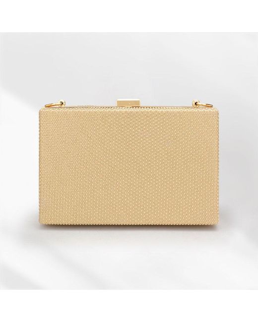 Fashnzfab Natural Shimmery Rectangle Evening Clutch Crossbody Bag