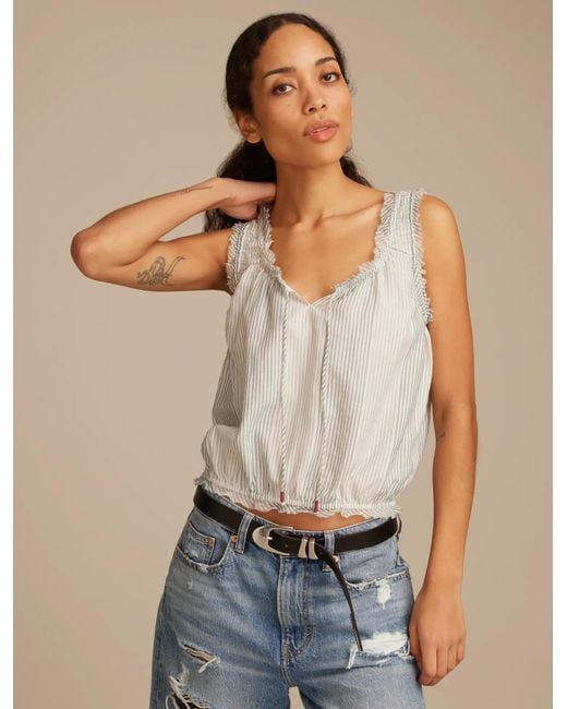 Lucky Brand Natural Ruffle Ruched Tank