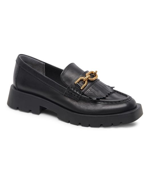Dolce Vita Black Erna Leather Slip On Loafers