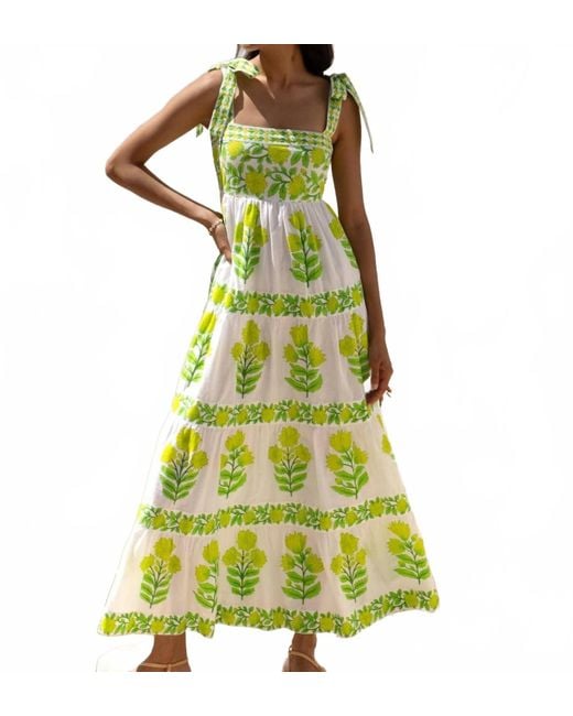 Pink City Prints Green Lara Sleeveless Midi Dress