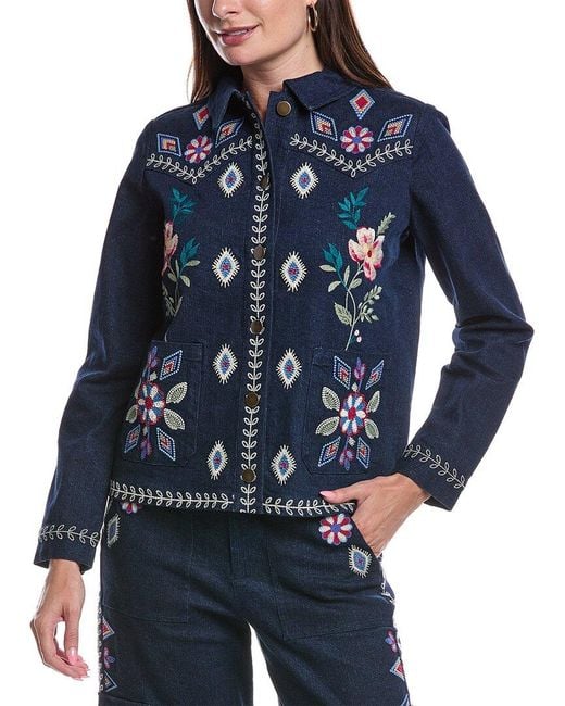 Johnny Was Blue Western Worker Jacket