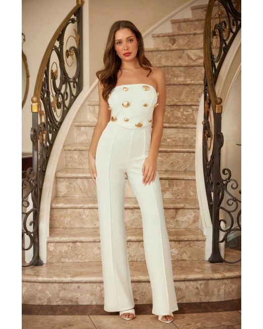 TRUEDAMES Natural Multi Flat Mirror Stone Jumpsuit