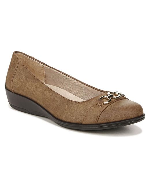 LifeStride Brown Ideal Faux Leather Slip On Ballet Flats