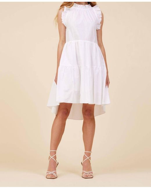 Moodie White Tiered Poplin Dress