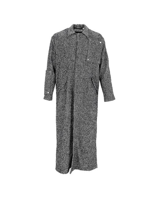 Off-White c/o Virgil Abloh Gray Herringbone Midi Coat for men