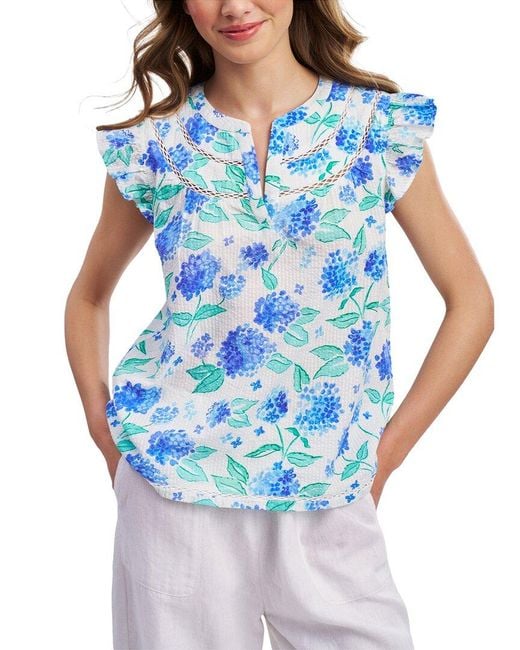 Roberta Roller Rabbit Blue Hydrangea Emerson Top